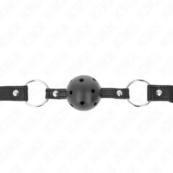 Hohlharter Schwarzer Ball 4,5 cm Gag Modell 1 63,5 X 2 cm von Kink Collar & Gag | Fesselliebe.de
