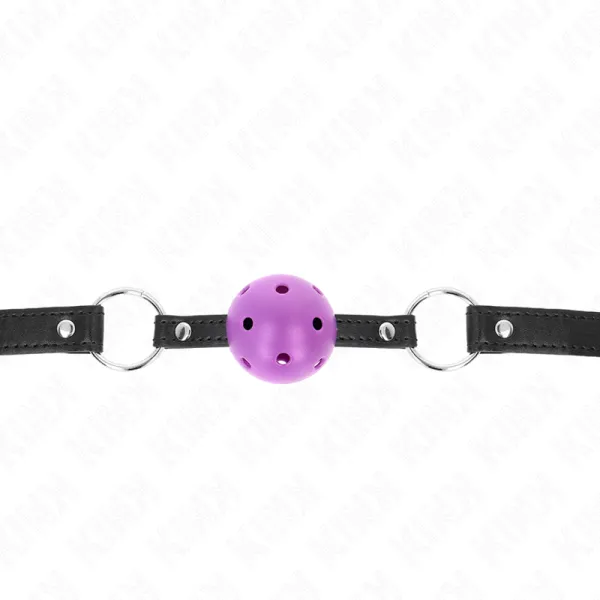 Hohl, Hart, Lila Kugel, 4,5 cm, Knebel, 63,5 X 2 cm von Kink Collar & Gag | Fesselliebe.de