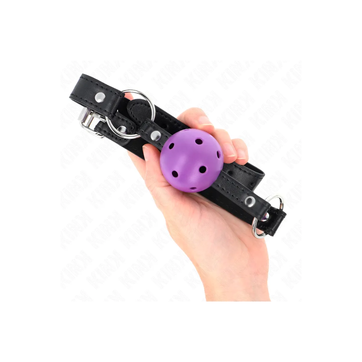 Hohl, Hart, Lila Kugel, 4,5 cm, Knebel, 63,5 X 2 cm von Kink Collar & Gag | Fesselliebe.de