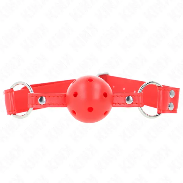 Kompletter Roter Hohlballknebel 62 X 2 cm von Kink Collar & Gag | Fesselliebe.de