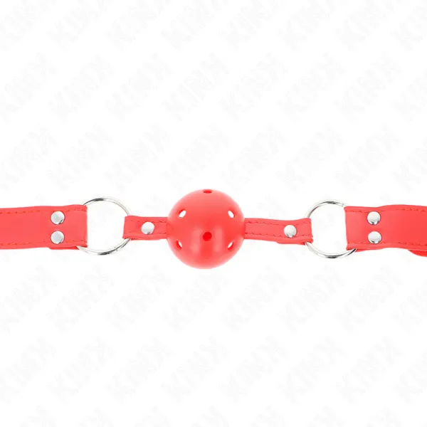 Kompletter Roter Hohlballknebel 62 X 2 cm von Kink Collar & Gag | Fesselliebe.de