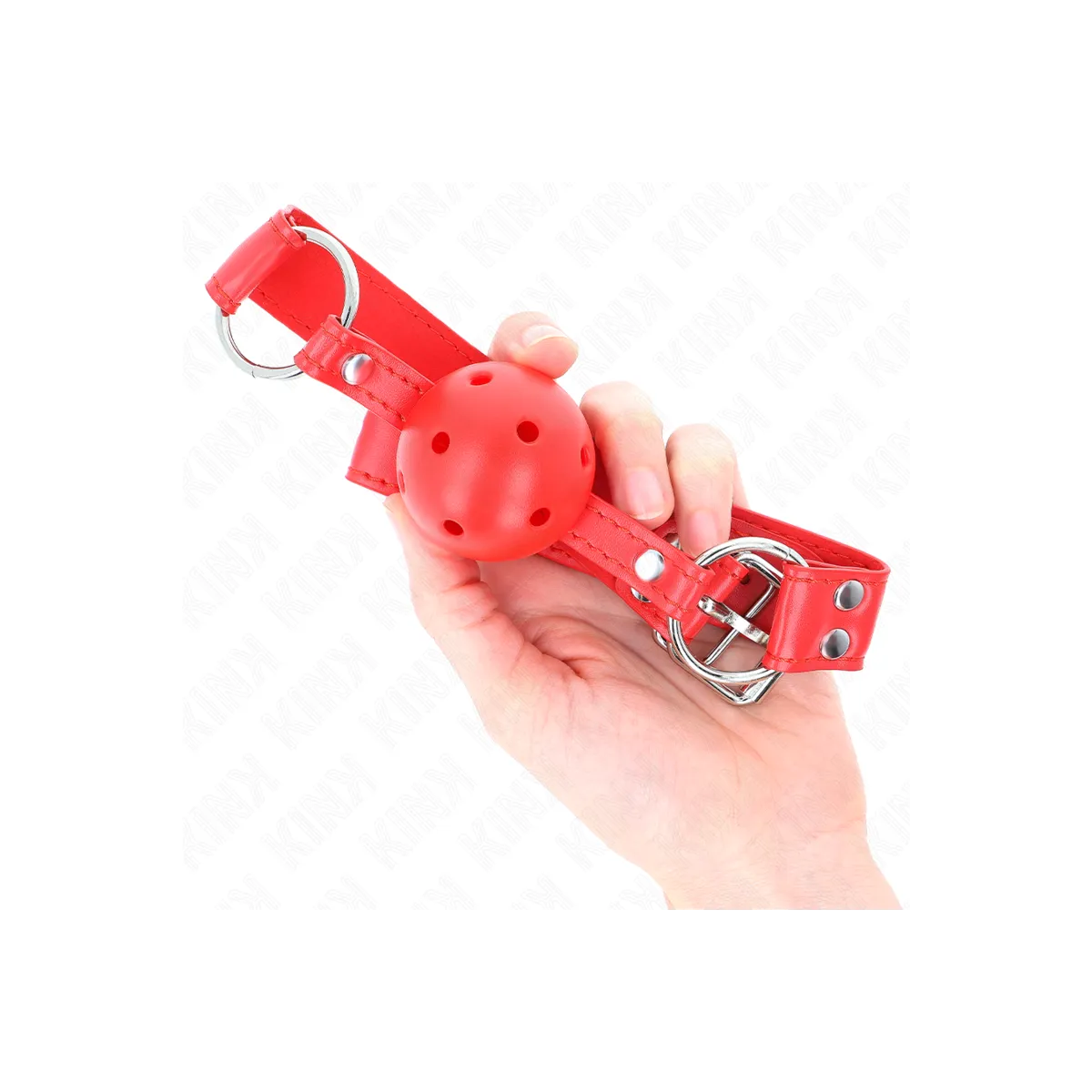 Kompletter Roter Hohlballknebel 62 X 2 cm von Kink Collar & Gag | Fesselliebe.de