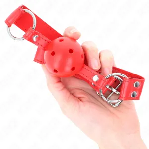 Kompletter Roter Hohlballknebel 62 X 2 cm von Kink Collar & Gag