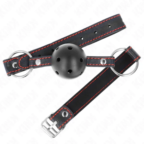 Hohlharter Schwarzer Ballknebel Modell 2 65 X 2,5 cm von Kink Collar & Gag | Fesselliebe.de