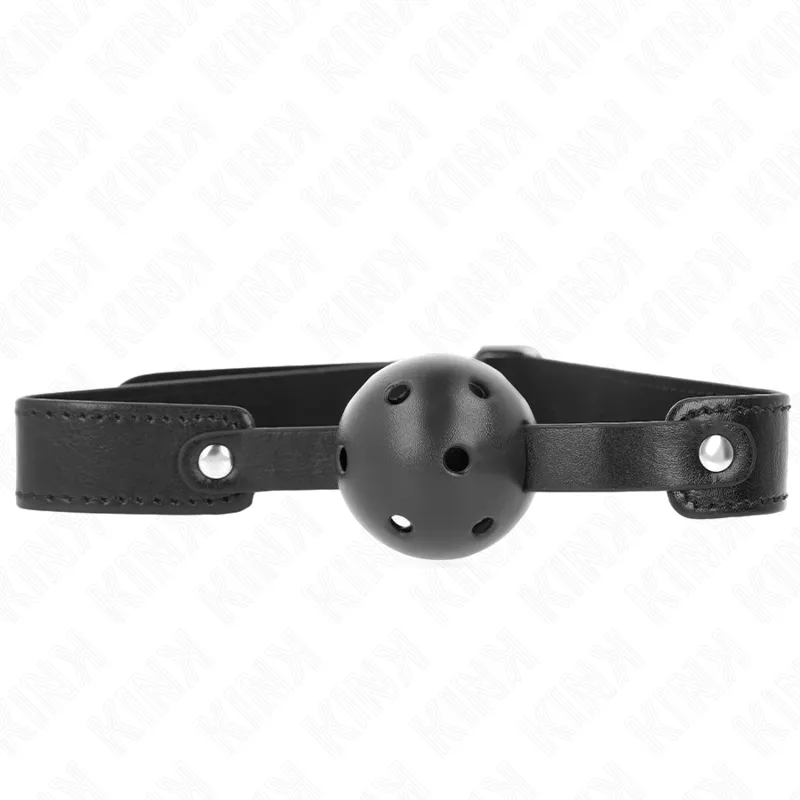 Schwarzer Atmungsaktiver Ball 4,5 cm Knebel 65 X 2,5 cm von Kink Collar & Gag | Fesselliebe.de