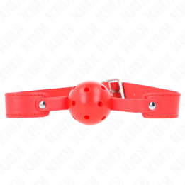 Roter Atmungsaktiver Ball 4,5 cm Knebel 65 X 2,5 cm von Kink Collar & Gag | Fesselliebe.de