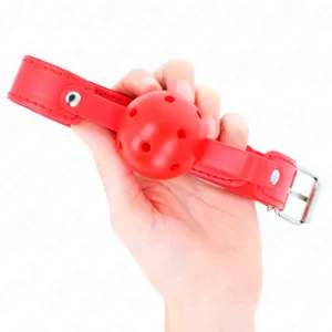 Roter Atmungsaktiver Ball 4,5 cm Knebel 65 X 2,5 cm von Kink Collar & Gag