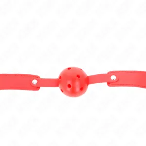 Roter Atmungsaktiver Ball 4,5 cm Knebel 65 X 2,5 cm von Kink Collar & Gag