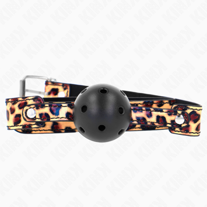Leopard Atmungsaktiver Ball 4,5 cm Gag 65 X 2,5 cm von Kink Collar & Gag | Fesselliebe.de