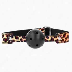 Leopard Atmungsaktiver Ball 4,5 cm Gag 65 X 2,5 cm von Kink Collar & Gag