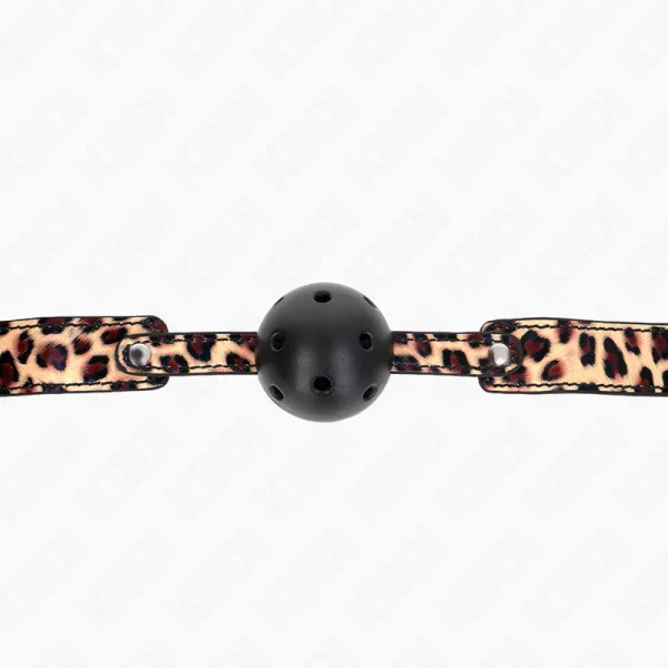 Leopard Atmungsaktiver Ball 4,5 cm Gag 65 X 2,5 cm von Kink Collar & Gag | Fesselliebe.de