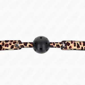 Leopard Atmungsaktiver Ball 4,5 cm Gag 65 X 2,5 cm von Kink Collar & Gag