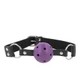 Atmungsaktiver Ball 4 cm Knebel mit Doppelniet Lila 62,5 X 2,5 cm Verstellbar 42-58 cm von Kink Collar & Gag