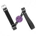 Atmungsaktiver Ball 4 cm Knebel mit Doppelniet Lila 62,5 X 2,5 cm Verstellbar 42-58 cm von Kink Collar & Gag