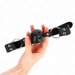 Atmungsaktiver Ball 4 cm Knebel mit Doppelniet Modell 1 Schwarz 62,5 X 2,5 cm 42-58 cm von Kink Collar & Gag