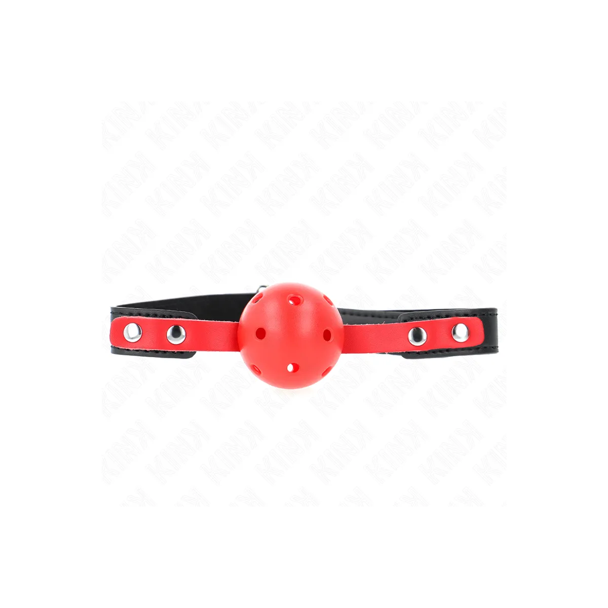 Roter Hohlkugel, 4 cm, Knebel, Schwarzer Gurt 60 X 2 cm, Verstellbar 37-52 cm von Kink Collar & Gag | Fesselliebe.de