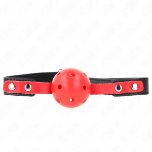 Roter Hohlkugel, 4 cm, Knebel, Schwarzer Gurt 60 X 2 cm, Verstellbar 37-52 cm von Kink Collar & Gag