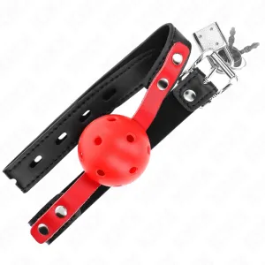 Roter Hohlkugel, 4 cm, Knebel, Schwarzer Gurt 60 X 2 cm, Verstellbar 37-52 cm von Kink Collar & Gag
