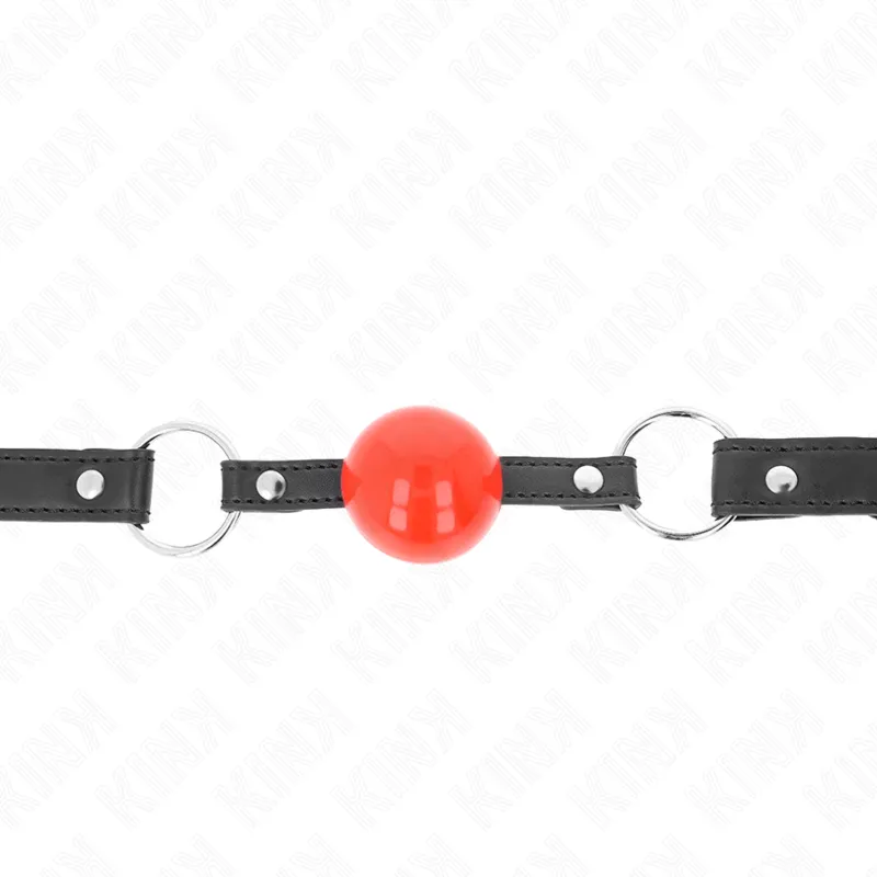 Ball 4 cm Knebel mit Schloss Roter Ball Schwarzer Gurt 60 X 2 cm von Kink Collar & Gag | Fesselliebe.de