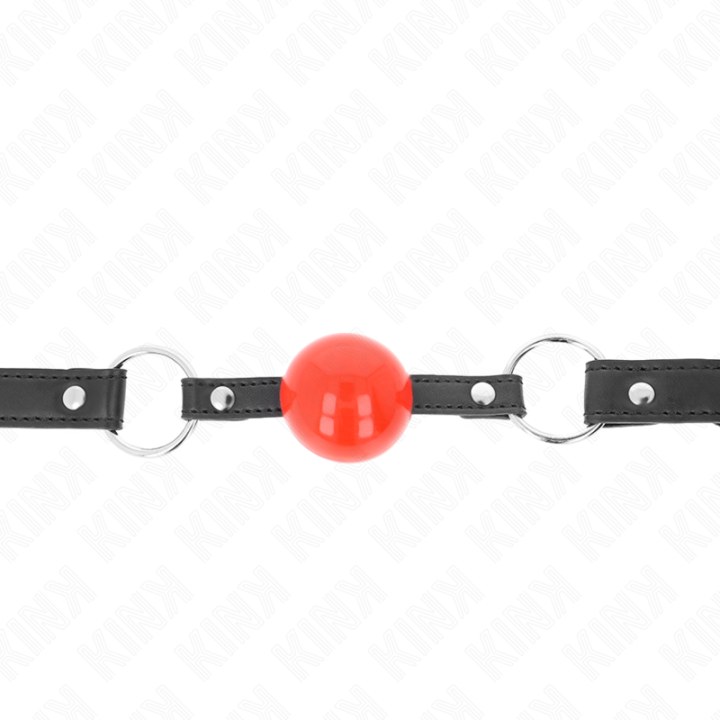 Ball 4 cm Knebel mit Schloss Roter Ball Schwarzer Gurt 60 X 2 cm von Kink Collar & Gag | Fesselliebe.de