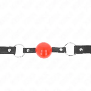 Ball 4 cm Knebel mit Schloss Roter Ball Schwarzer Gurt 60 X 2 cm von Kink Collar & Gag | Fesselliebe.de