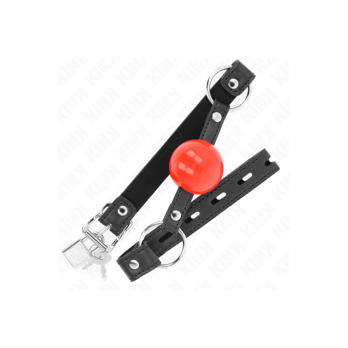 Ball 4 cm Knebel mit Schloss Roter Ball Schwarzer Gurt 60 X 2 cm von Kink Collar & Gag | Fesselliebe.de