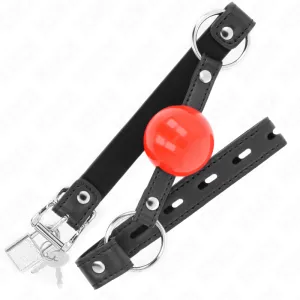 Ball 4 cm Knebel mit Schloss Roter Ball Schwarzer Gurt 60 X 2 cm von Kink Collar & Gag