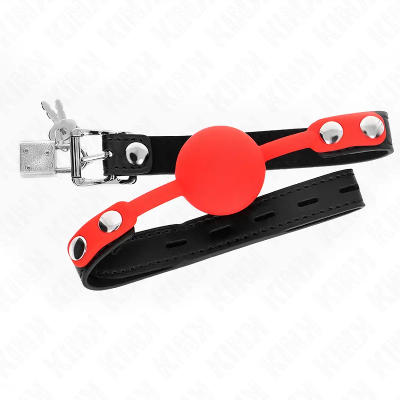 Silikonball 4 cm Knebel mit Schloss 60 X 2 cm von Kink Collar & Gag | Fesselliebe.de