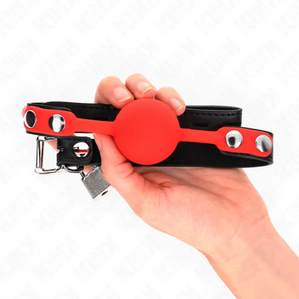 Silikonball 4 cm Knebel mit Schloss 60 X 2 cm von Kink Collar & Gag | Fesselliebe.de