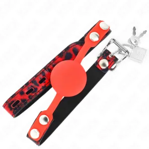 Modell 2 Silikonball 4 cm Knebel mit Schloss 60 X 2 cm von Kink Collar & Gag