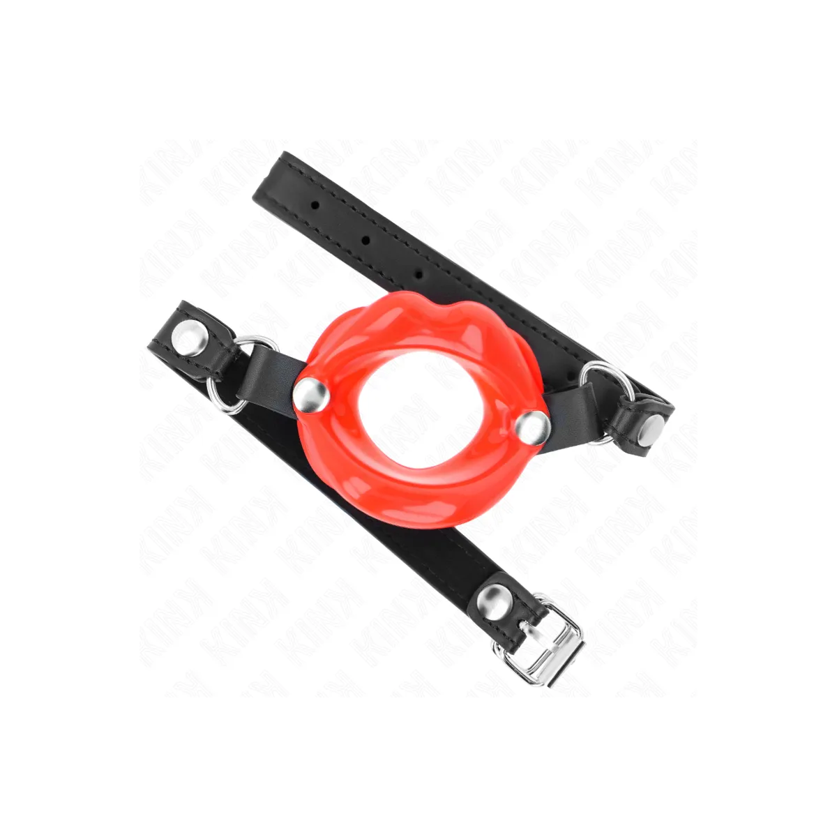 Lip 8 cm Knebel mit Rotem Kunstlederband 63 X 2 cm Verstellbar 39-58 cm von Kink Collar & Gag | Fesselliebe.de