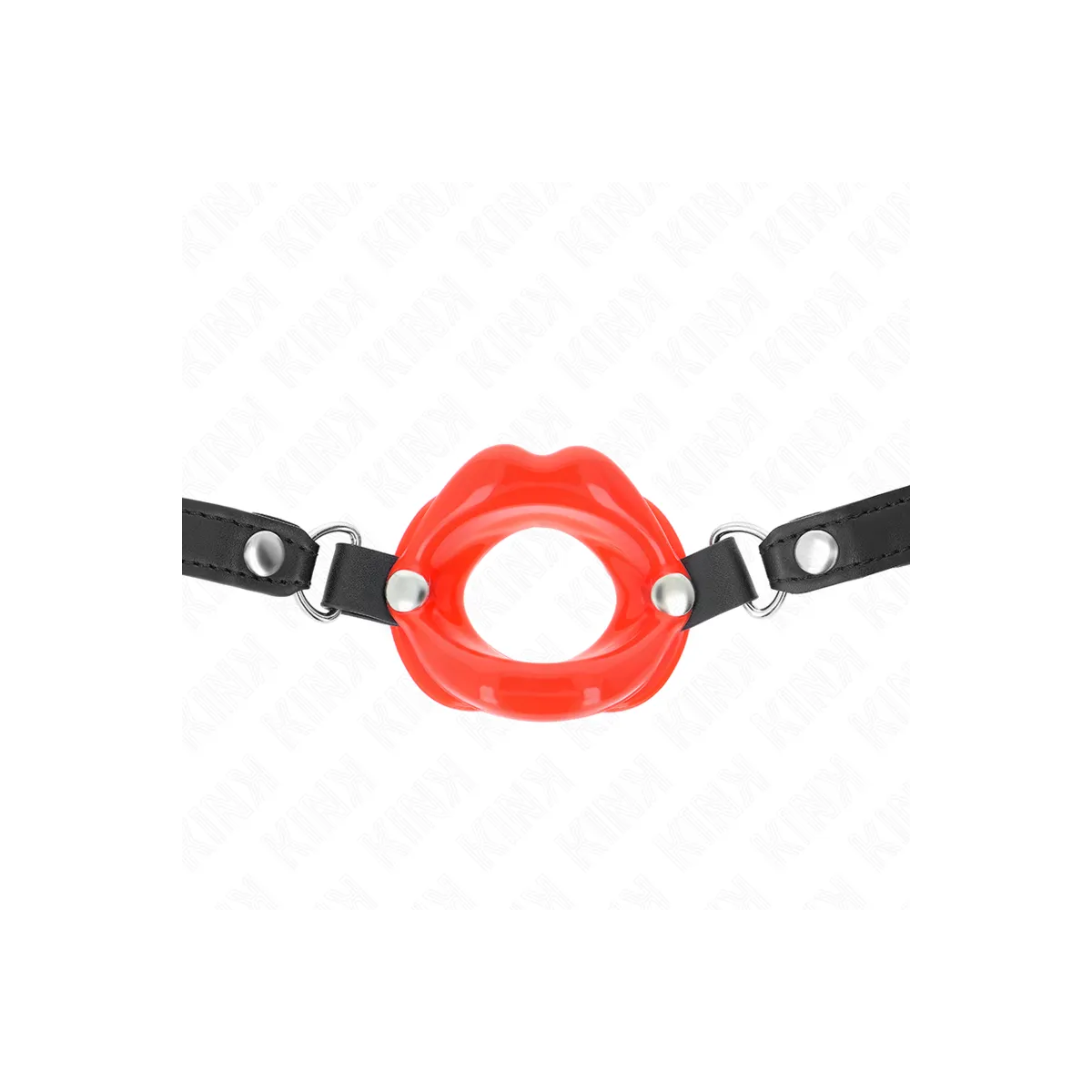 Lip 8 cm Knebel mit Rotem Kunstlederband 63 X 2 cm Verstellbar 39-58 cm von Kink Collar & Gag | Fesselliebe.de