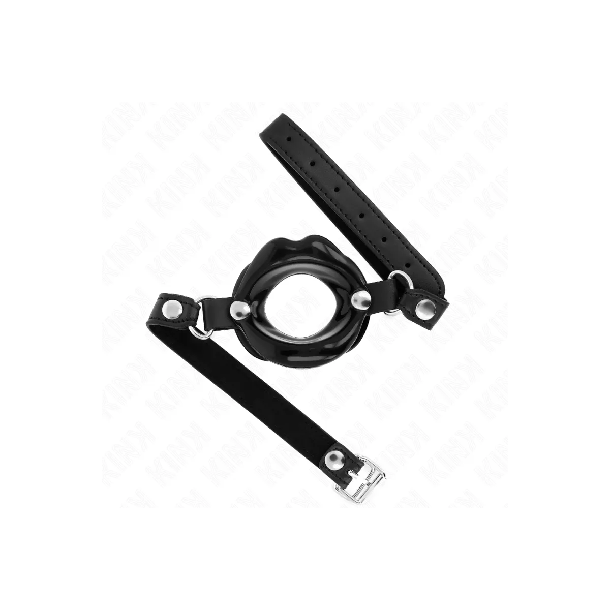 Lip 8 cm Knebel mit Schwarzem Kunstlederband 63 X 2 cm Verstellbar 39-58 cm von Kink Collar & Gag | Fesselliebe.de