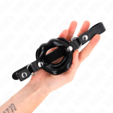 Lip 8 cm Knebel mit Schwarzem Kunstlederband 63 X 2 cm Verstellbar 39-58 cm von Kink Collar & Gag | Fesselliebe.de