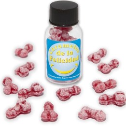 Glas mit 12 Erdbeer-/Kirsch-Bonbons In Penisform von Diablo Picante | Fesselliebe.de