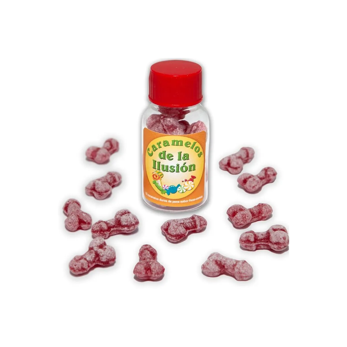 12 Penisförmige Illusionsbonbons Erdbeere/Kirsche von Diablo Picante | Fesselliebe.de