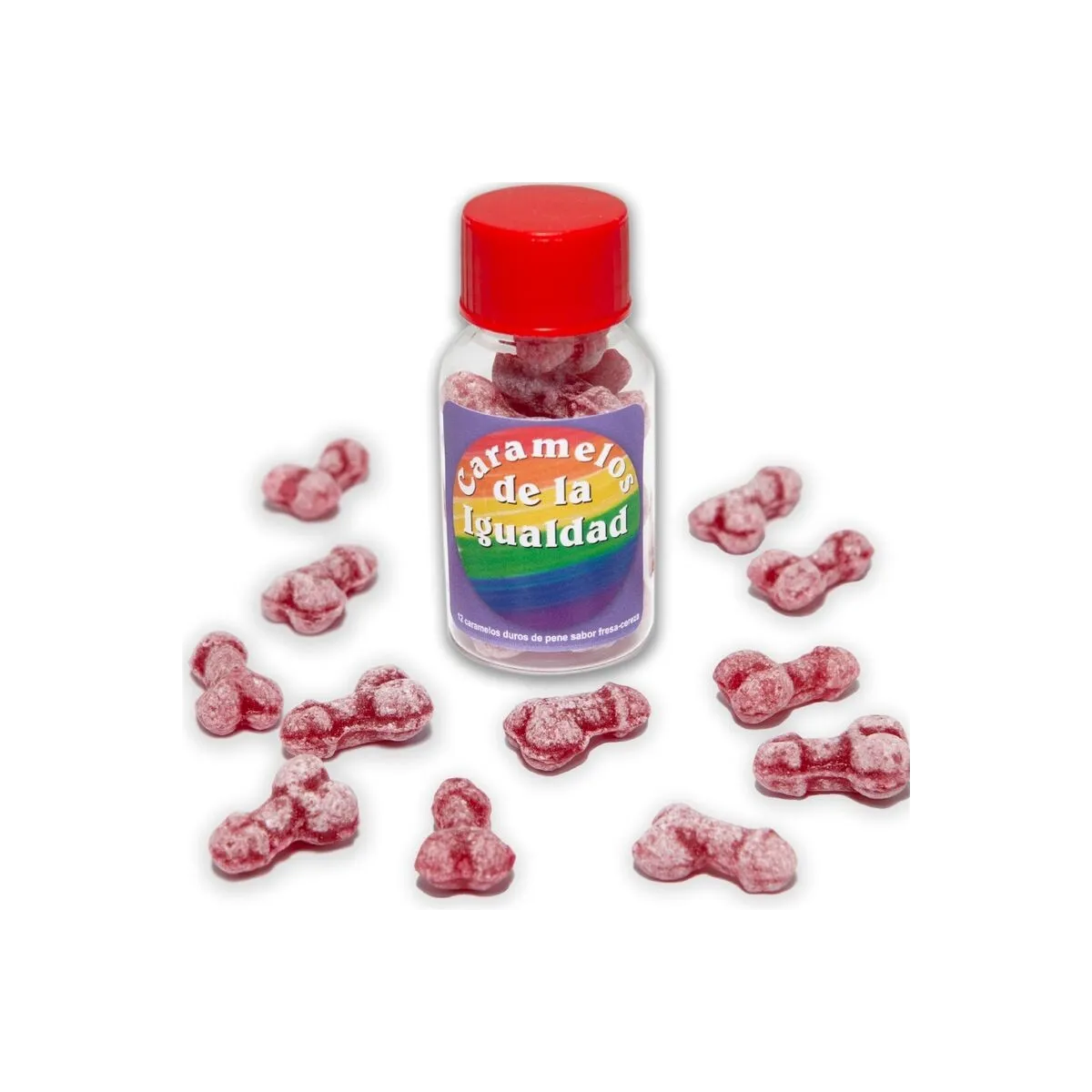 12 Erdbeer-/Kirsch-Penisform-Bonbons für die Gleichheit von Diablo Picante | Fesselliebe.de