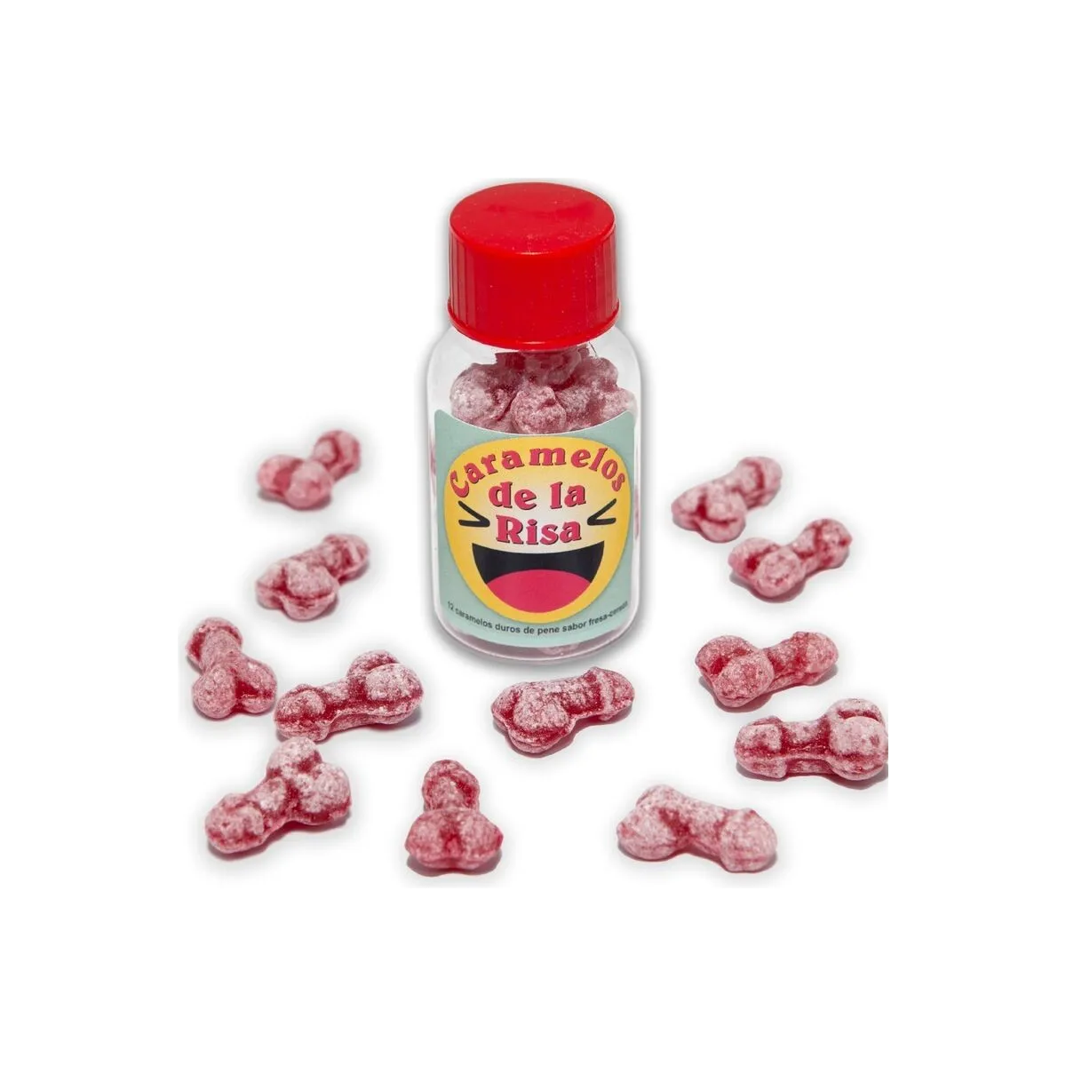 12 Penisförmige Lachbonbons Erdbeere/Kirsche von Diablo Picante | Fesselliebe.de