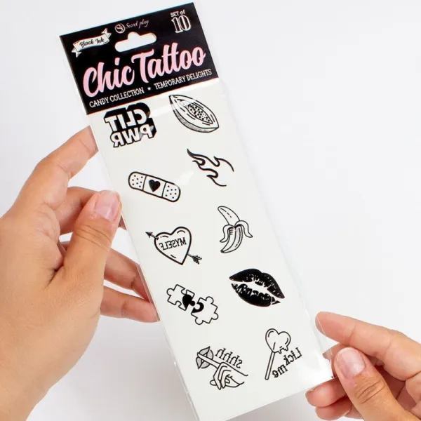 Set mit 10 Temporren Tattoos aus der Candy Collection von Secretplay | Fesselliebe.de