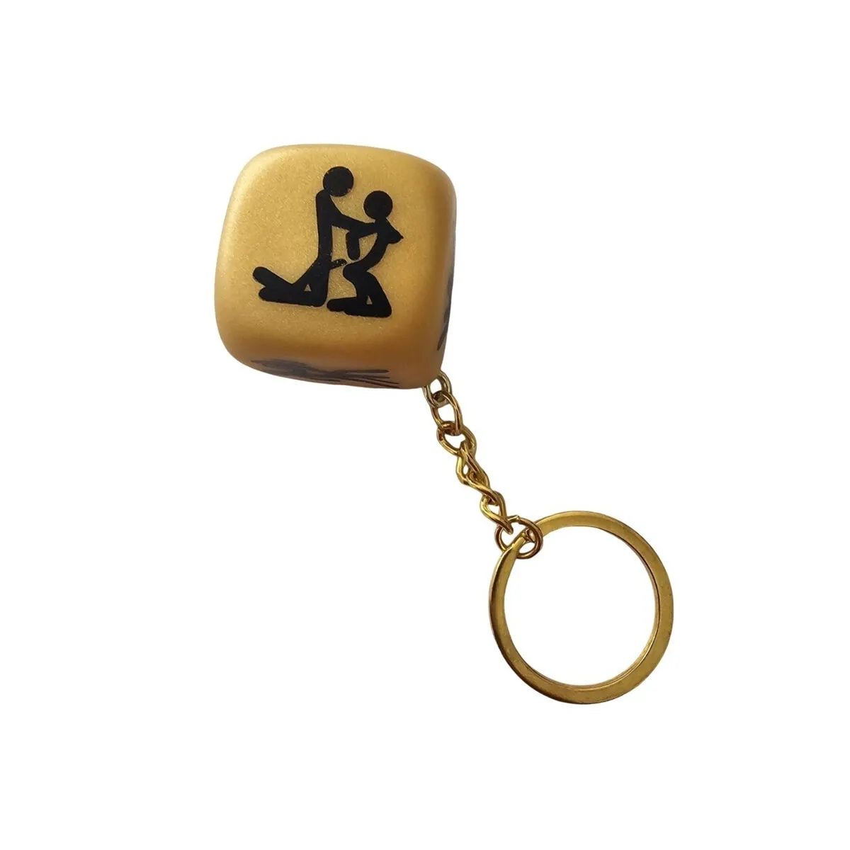 Goldener Würfel-Schlüsselanhnger mit Posen von Diablo Picante | Fesselliebe.de