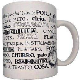 Weisser Becher mit Penissynonymen 370 ml von Diablo Picante | Fesselliebe.de