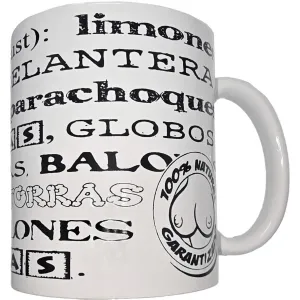 Weisse Tasse mit Tittensynonymen 370 ml von Diablo Picante | Fesselliebe.de
