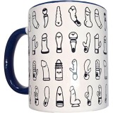 Weisser Vibratorbecher mit Blauem Henkel 370 ml von Diablo Picante | Fesselliebe.de