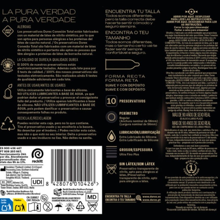 Total Connection XL Ultra Fine Plus Latexfrei 10 Stück von Durex Kondoms | Fesselliebe.de