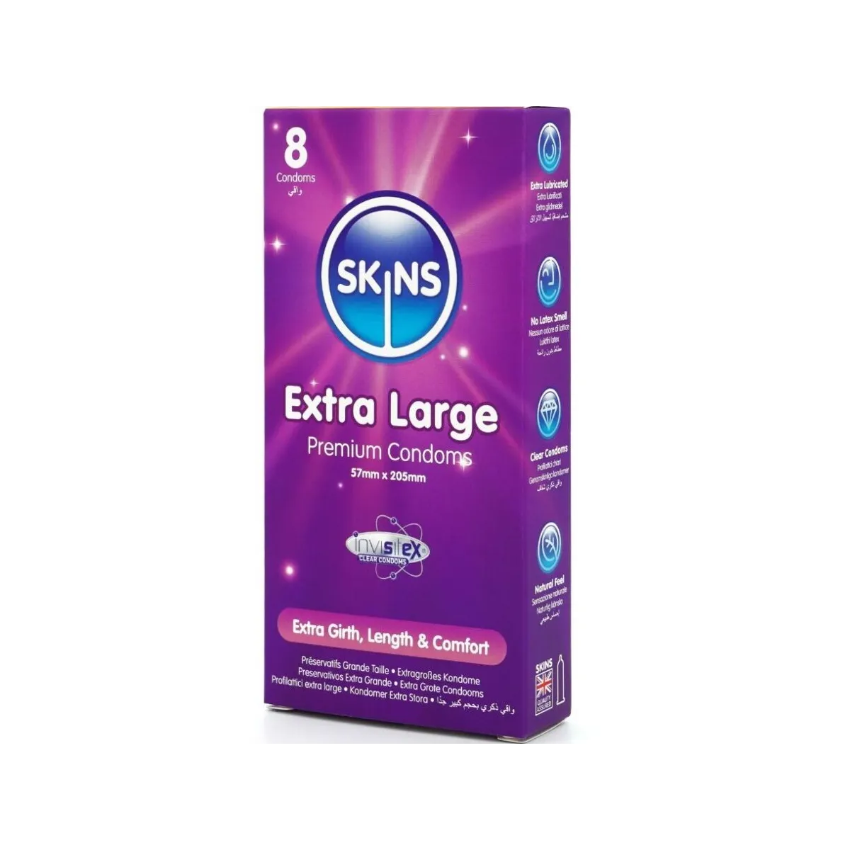 Extra Grosse Premium-Kondome Packung 8 von Skins | Fesselliebe.de