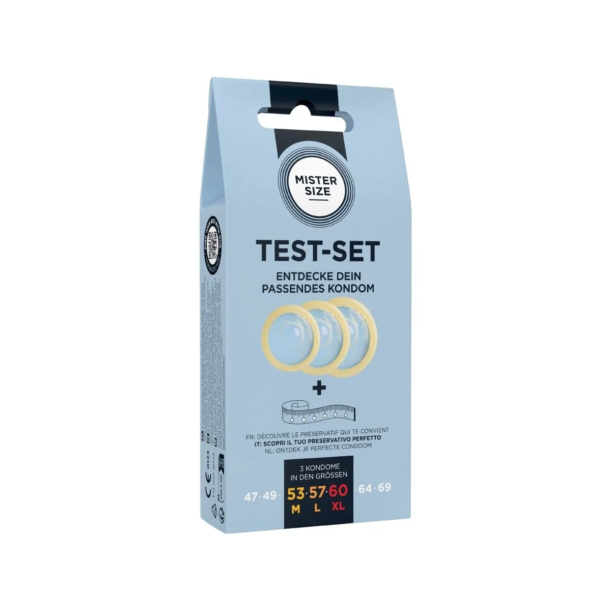 Testset mit 3 Kondomen In Verschiedenen Grössen + Massband von Mister Size | Fesselliebe.de