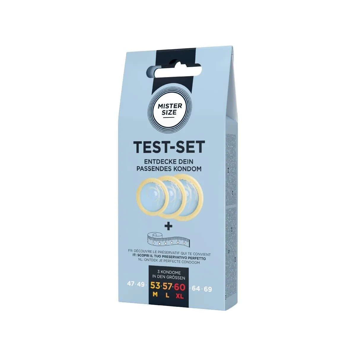 Testset mit 3 Kondomen In Verschiedenen Grössen + Massband von Mister Size | Fesselliebe.de