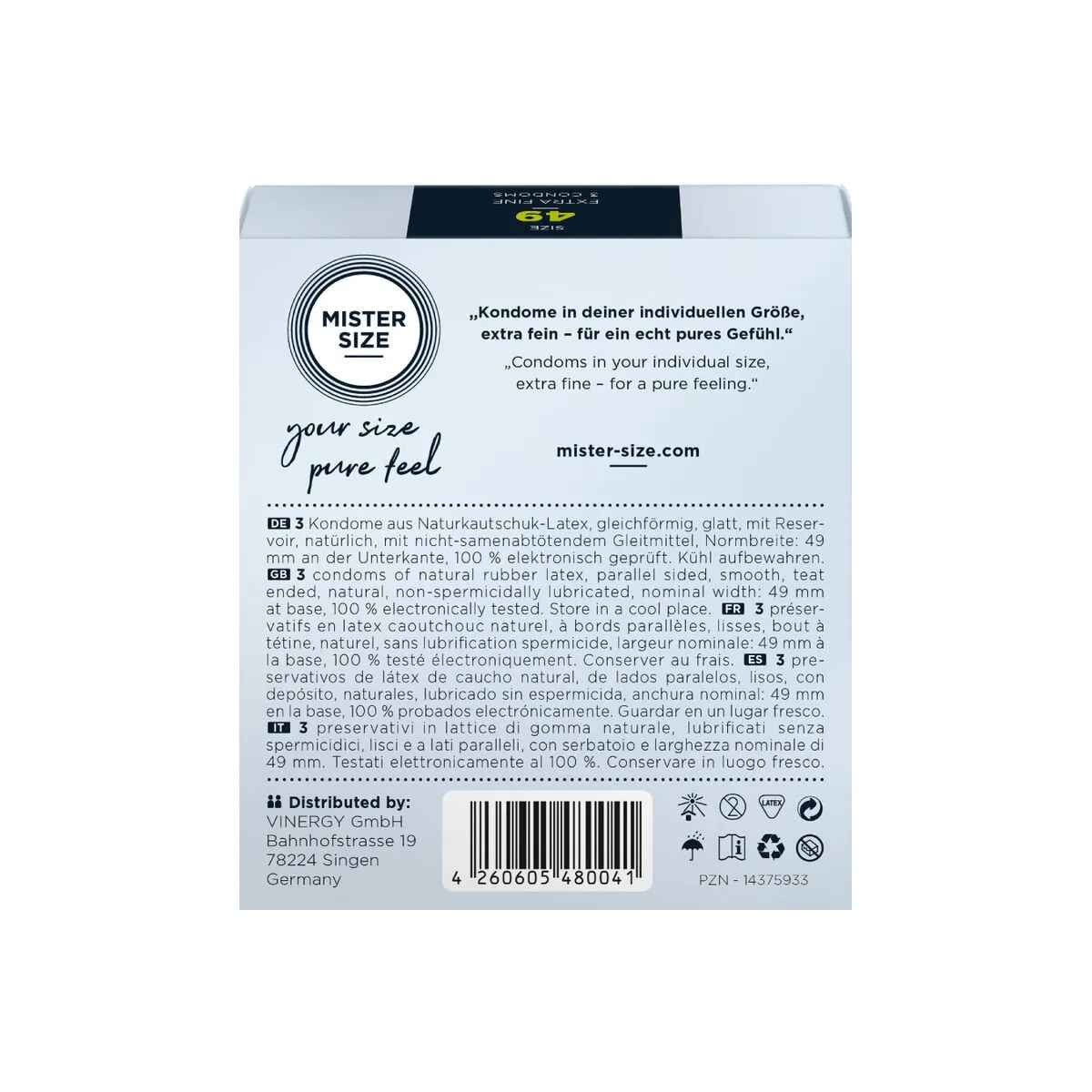 Kondomgrösse S 49 Mm (3 Stück) von Mister Size | Fesselliebe.de