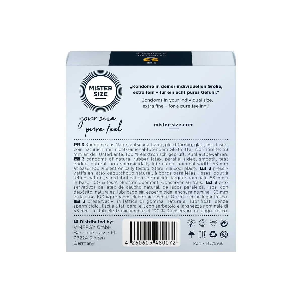Kondomgrösse M 53 Mm (3 Stück) von Mister Size | Fesselliebe.de