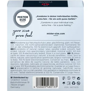 Kondomgrösse XL 60 Mm (3 Stück) von Mister Size